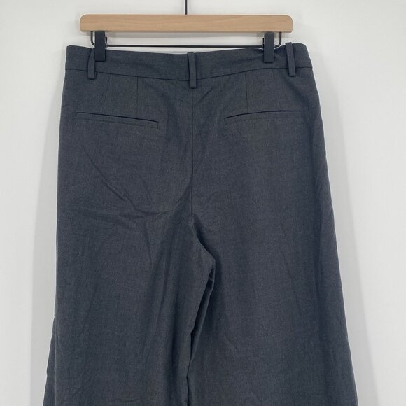 Banana Republic Size 12 Dark Gray Wide Leg Flannel Trouser Pants Pleated - Picture 7 of 9